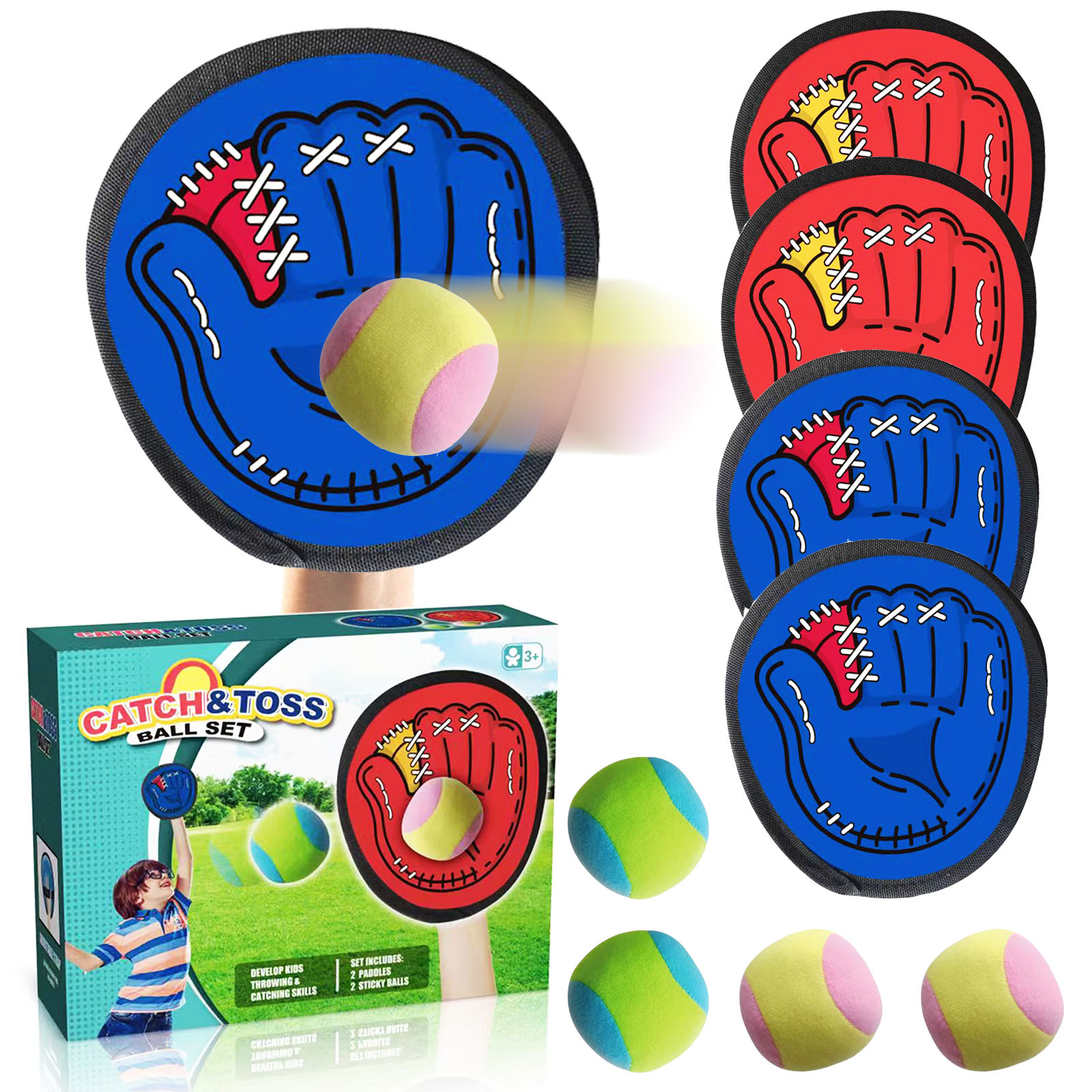 Outdoor Sport Games For Kids - 4Set Kids Sucker Sticky Ball Toy