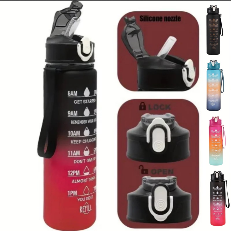 Outdoor Sports Adventure - 750ml Sports Water Bottle with Time-Tracking