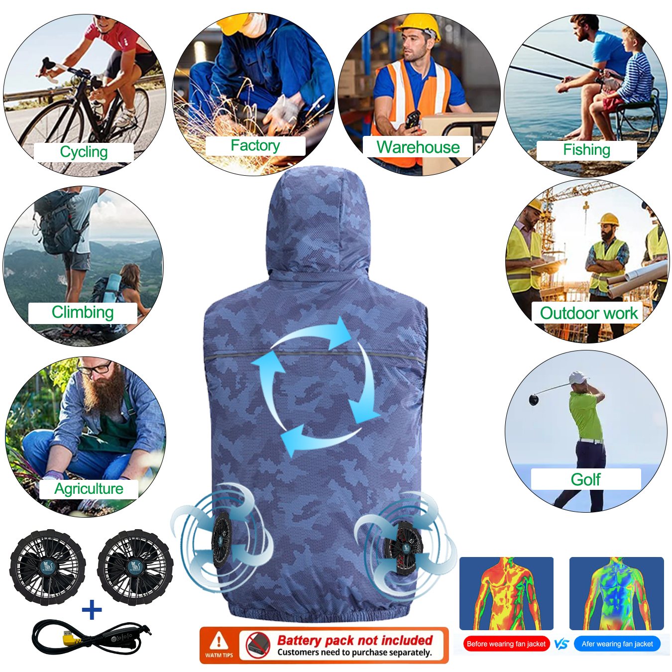 Summer Sport 12V/5V Fan Air Co - Outdoor Sport Brand Jacket 评论和价格