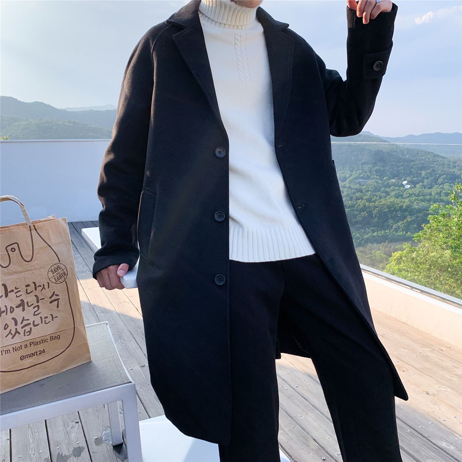 Wool Blend Coat Grey Mans Clim - Outdoor Sport Hobbies 评论和价格