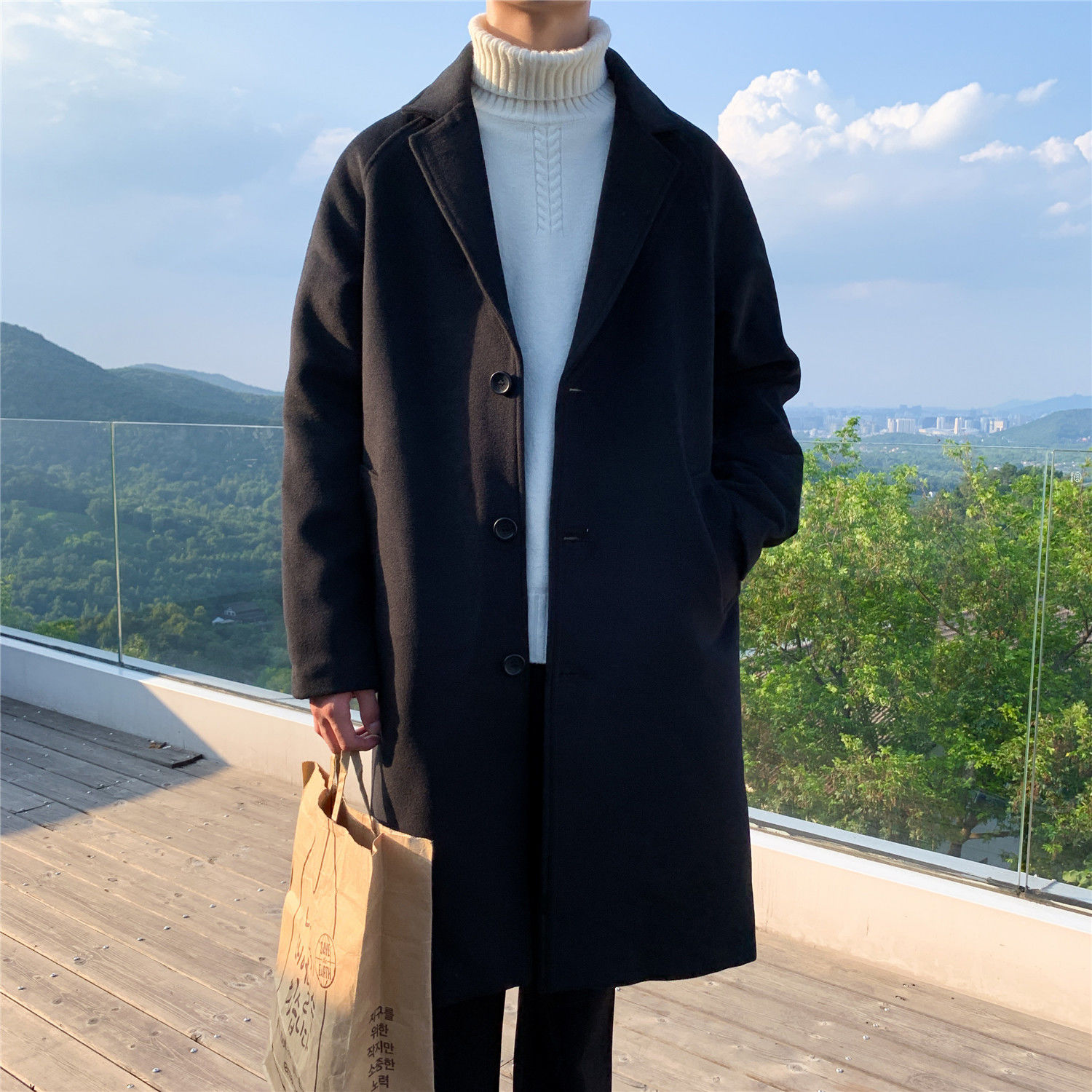Wool Blend Coat Grey Mans Clim - Outdoor Sport Hobbies 评论和价格