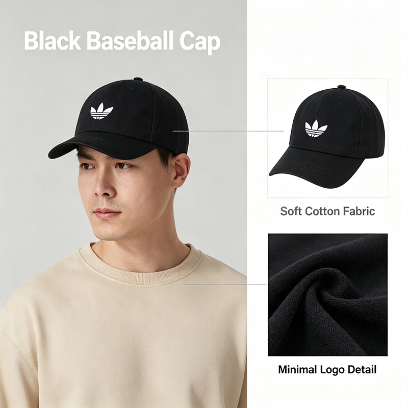 Adidas Black Baseball Cap Soft - Outdoor Sport Logo 评论和价格
